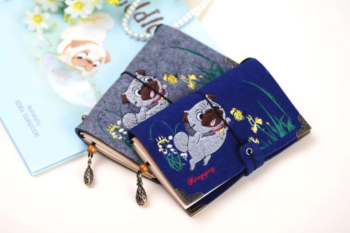 I Design All These Felt Products With Pug Embroidery
