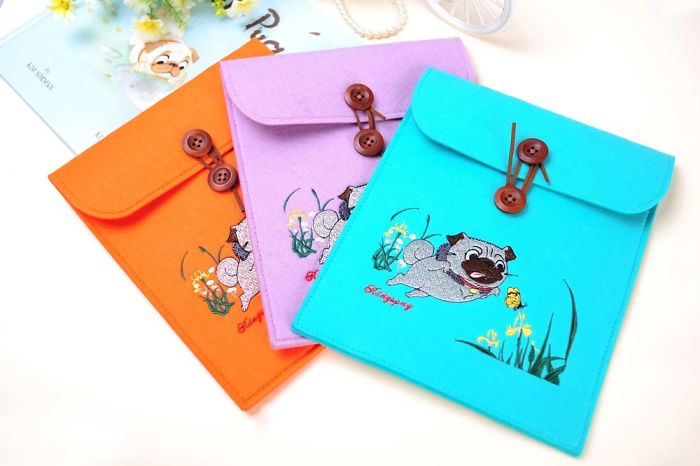 I Design All These Felt Products With Pug Embroidery