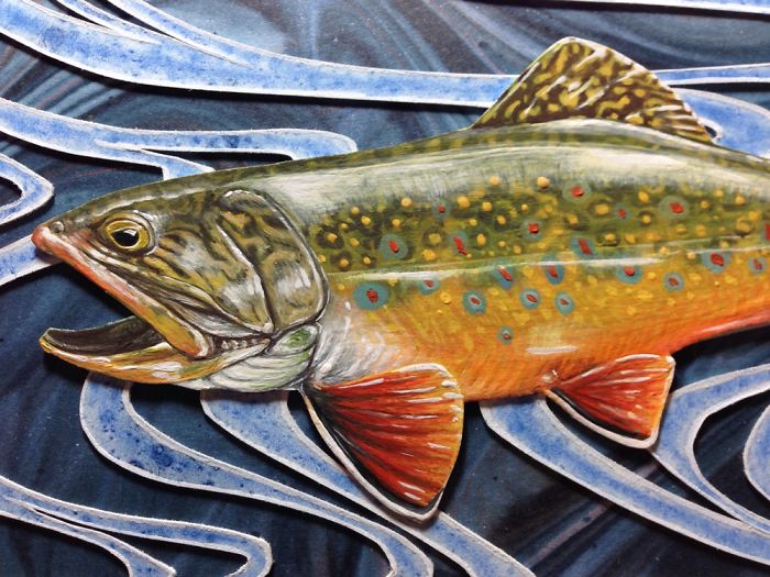 Trout Cut Paper Painting