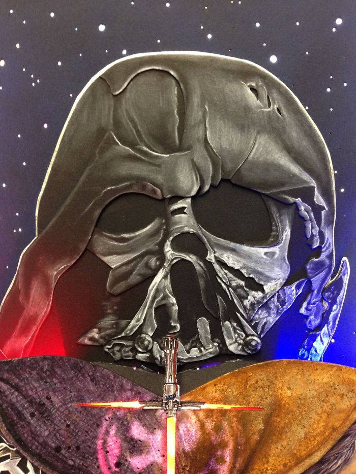 'star Wars: The Force Awakens' Cut Paper Painting 'star Wars: The Force Awakens' Cut Paper Painting