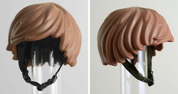 Someone Made A Real-Life LEGO Hair Bike Helmet That Turns You Into A LEGO Figure