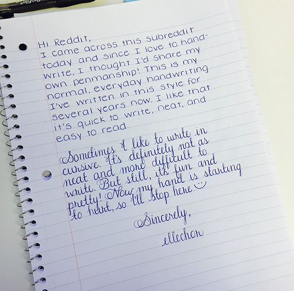 Neat handwritten note on lined paper, showcasing perfect penmanship that satisfies every perfectionist's soul.
