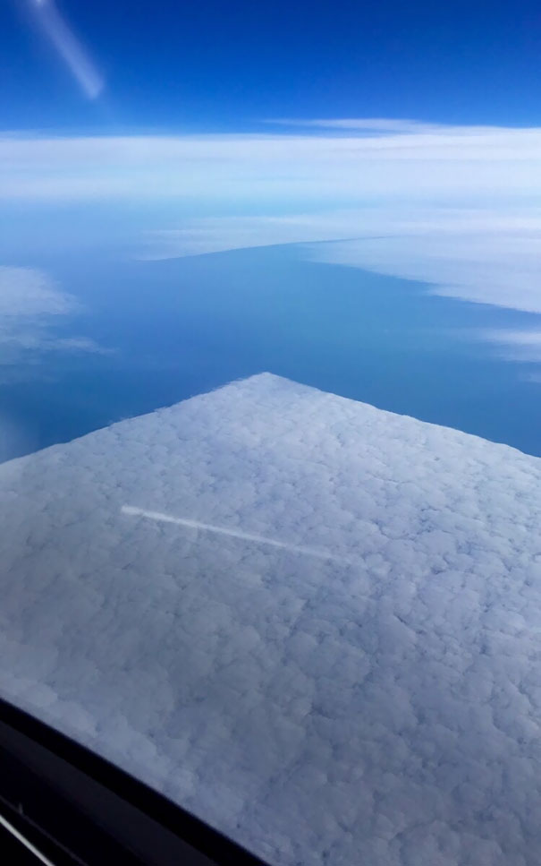 A square cloud formation viewed from above, appealing to perfectionists with its precise shape.