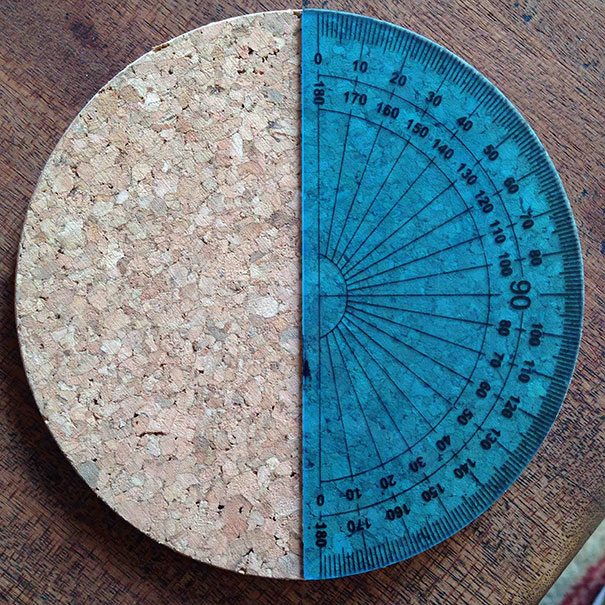 Perfectly aligned cork and protractor disk satisfying perfectionists' souls.