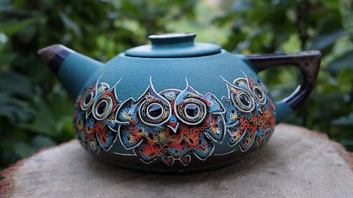 Owls Clay Teapot