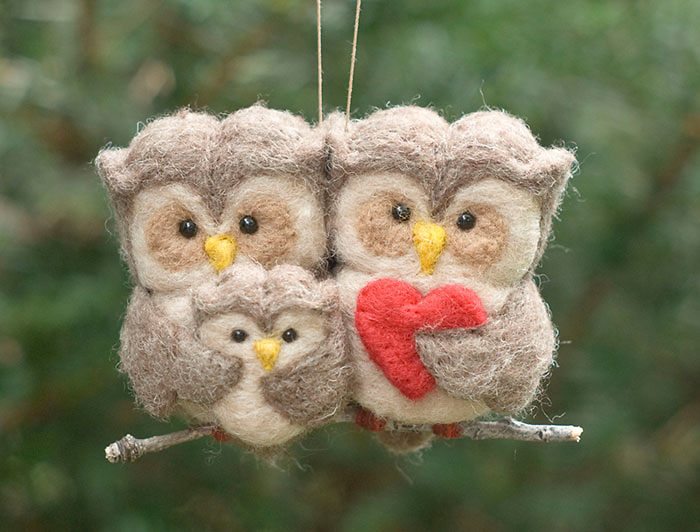 Felted Owl Family