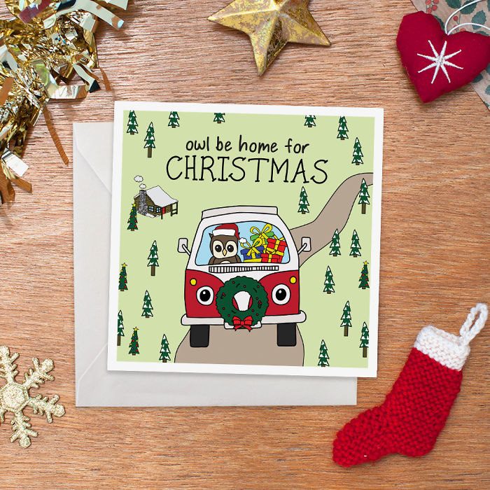 Owl Be Home For Christmas Greeting Card