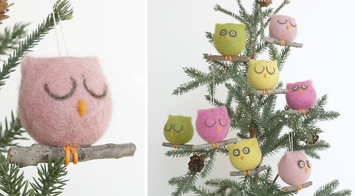 Needle Felted Owl Ornament