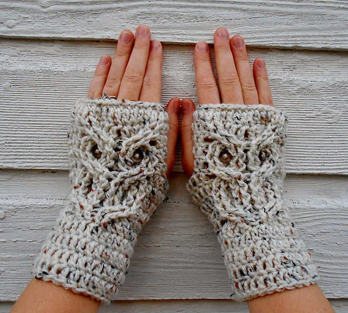 Owl Fingerless Mitts