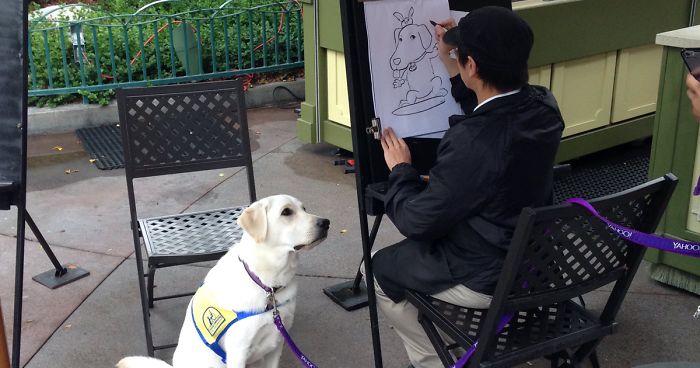 Service Dog Gets A Caricature At Disneyland, Internet Can’t Handle It