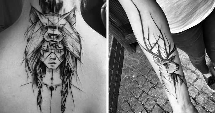 Polish Tattoo Artist Shows The Beauty Of Imperfection With Her Sketch Tattoos (101 Pics)