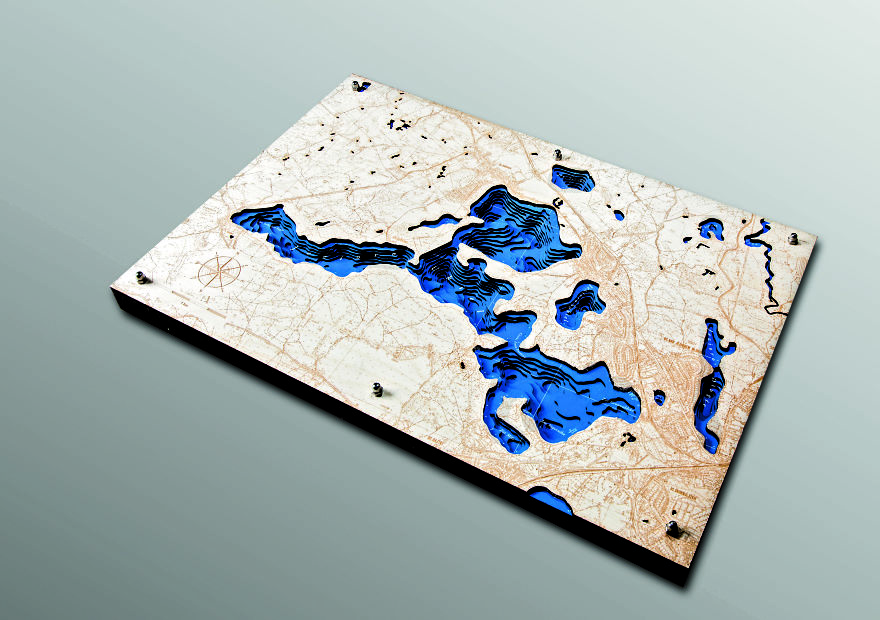 3D Laser Engraved Lake Maps From Wood And Aluminium 3D Laser Engraved Lake Maps From Wood And Aluminium