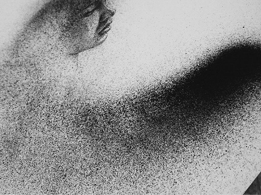 A Very Different Style Of Drawing Portraits, With Stippling And Spray Paint