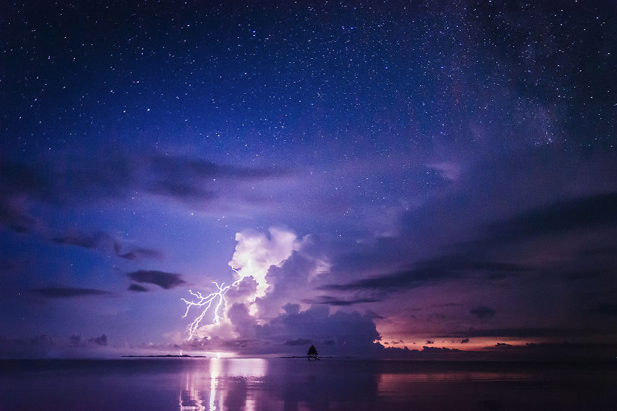 Lightning Storm At The Dedon Resort Pagoda