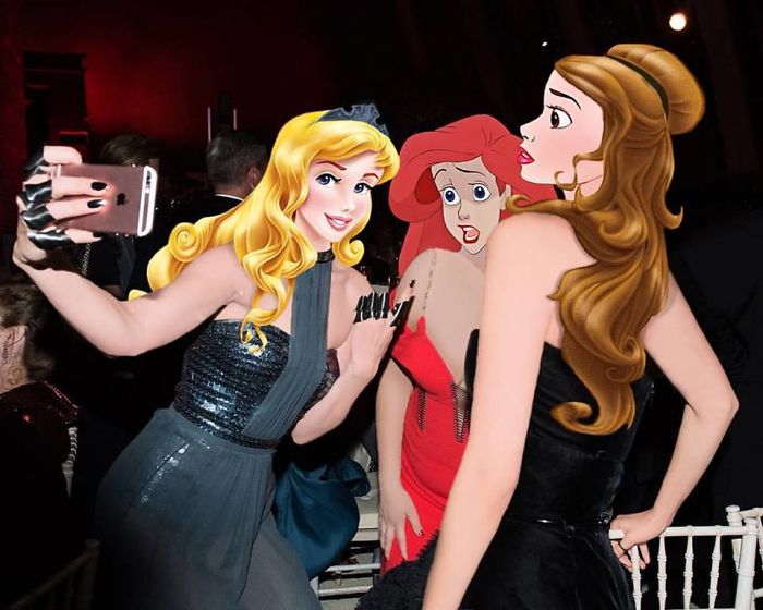 Aurora As Gigi Hadid, Ariel As Amy Schumer & Belle As Bella Hadid
