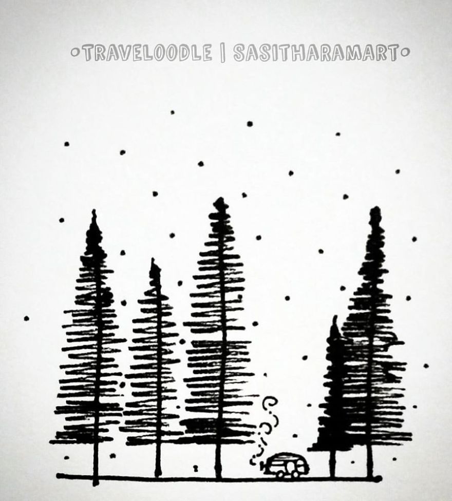 I Create Minimal Doodles About Traveling