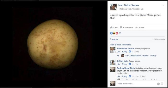 Almost...#supermoon #superpotato