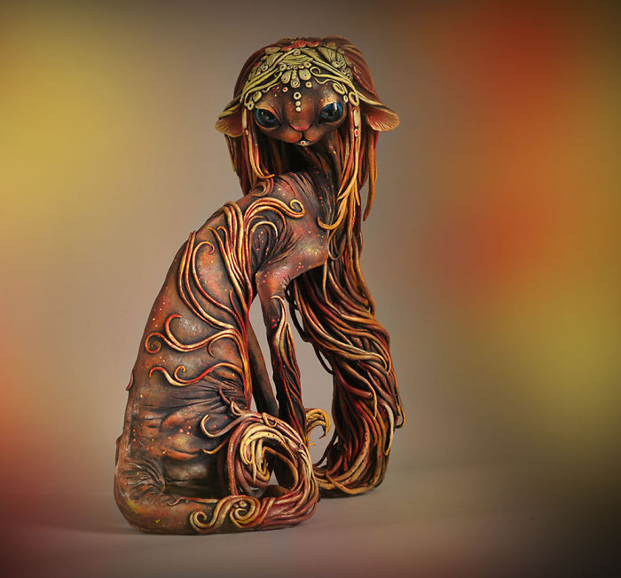 Russian Artist Combines Fantasy And Rasta Elements To Create Magical Cats