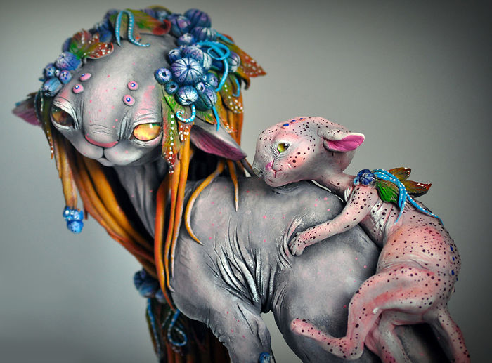 Russian Artist Combines Fantasy And Rasta Elements To Create Magical Cats