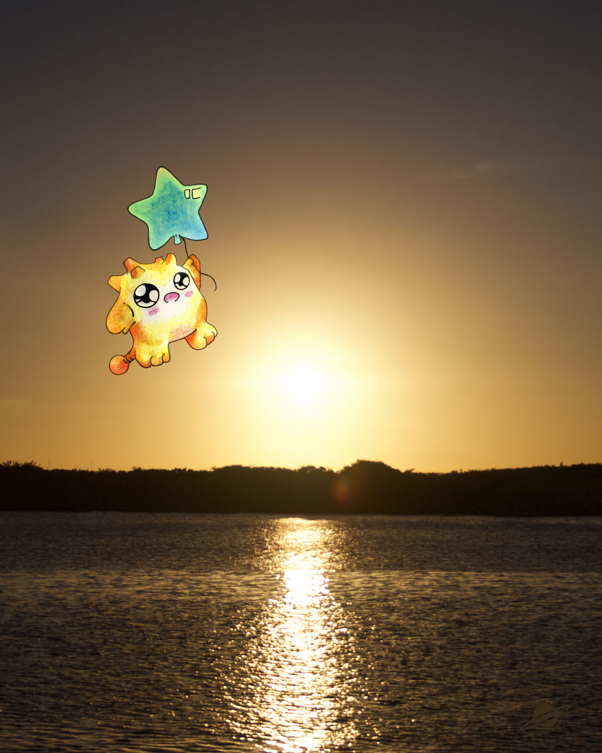 Boyfriend's Lunch-Bag Creature Drawings Brought Into The Real World In Girlfriend's Photos Boyfriend's Lunch-Bag Creature Drawings Brought Into The Real World In Girlfriend's Photos