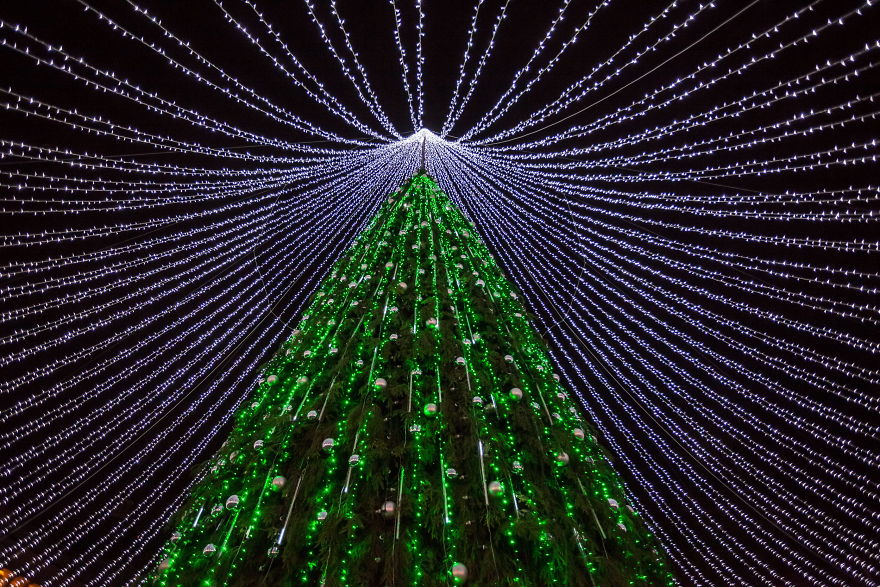 Unique Christmas Tree Illuminated By 50,000 Lightbulbs Opens Festive Season In Vilnius