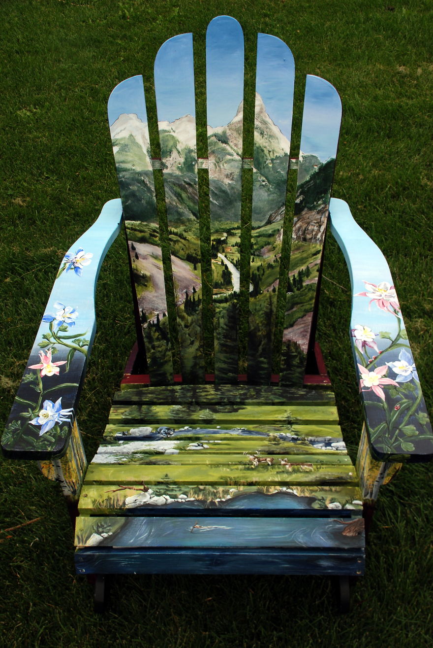 I Paint Vibrant Landscapes On Boring Patio Chairs