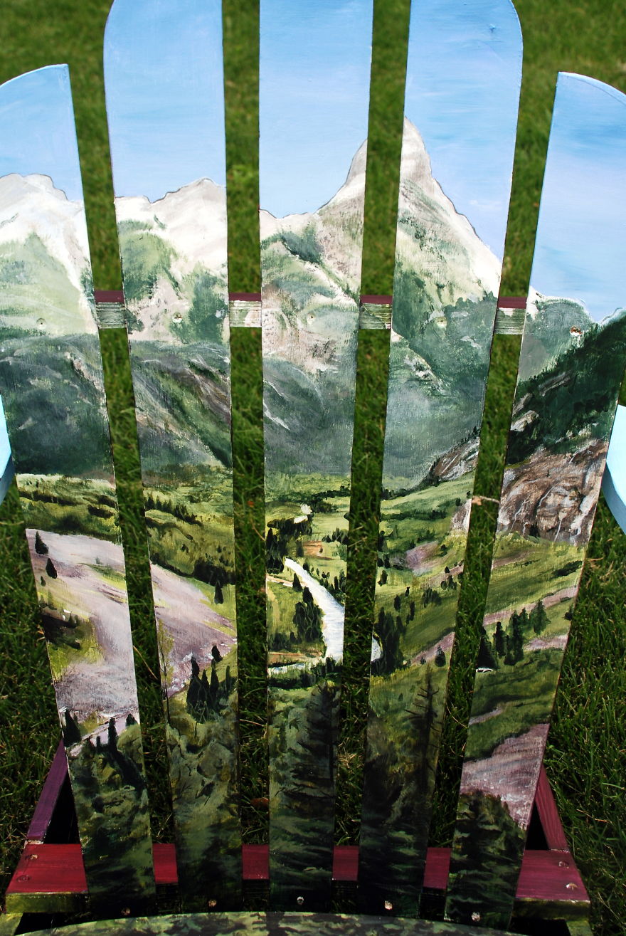 I Paint Vibrant Landscapes On Boring Patio Chairs