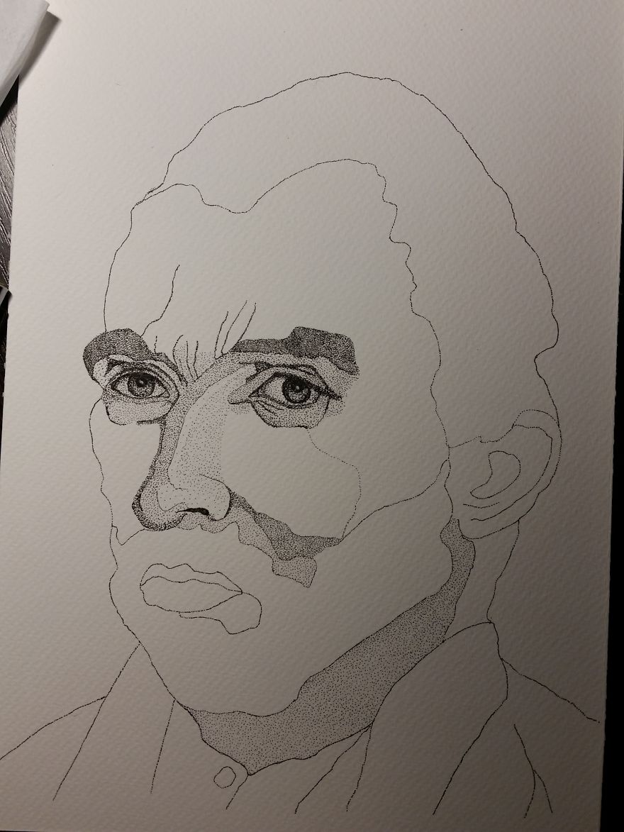 I Created A Portrait Of Van Gogh From Thousands Of Ink Dots