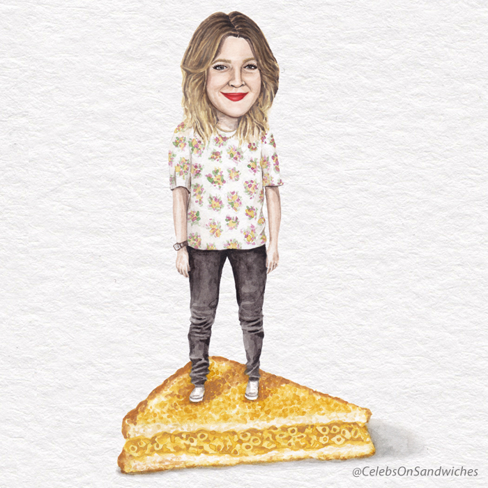 Drew Barrymore On A Grilled Mac N Cheese