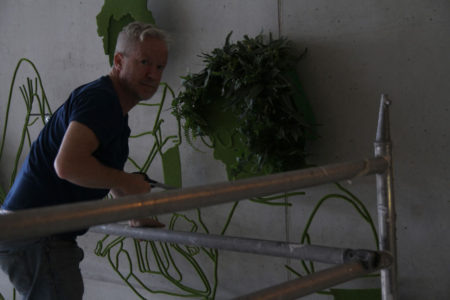 Grow - An Indoor Drawing In Steel From Live Plants And Steel Grow - An Indoor Drawing In Steel From Live Plants And Steel