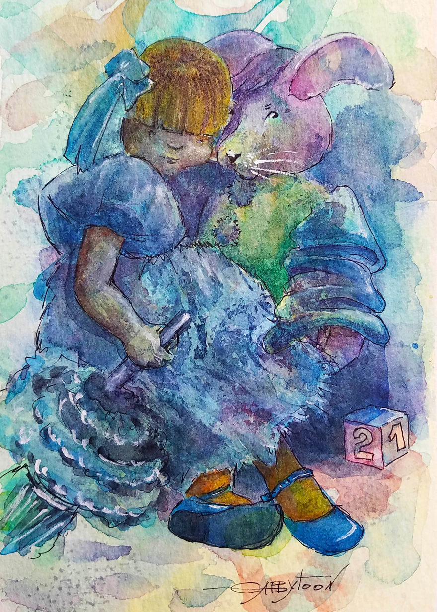 Tired Toys Mixed Technique, Paper 5"x8"