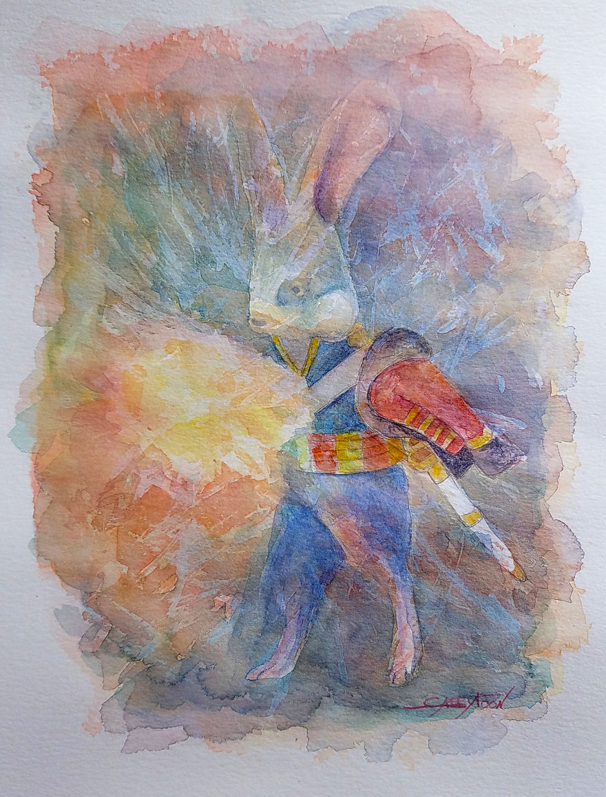 In Darkness Watercolor, Paper 9"x12"