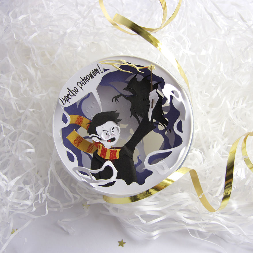I Made A Series Of Paper Cut Christmas Decorations Inspired By Harry Potter