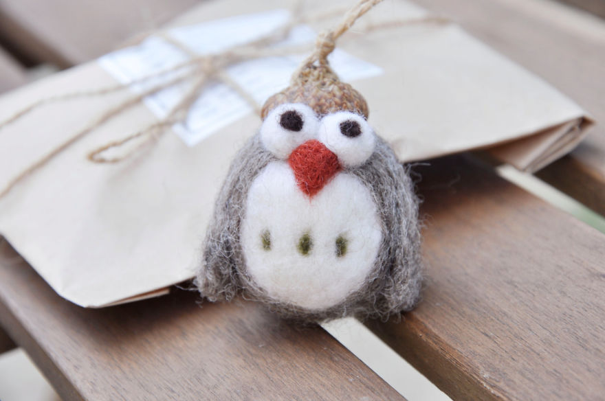 I Made Tiny Berets For My Needle Felted Animal Ornaments