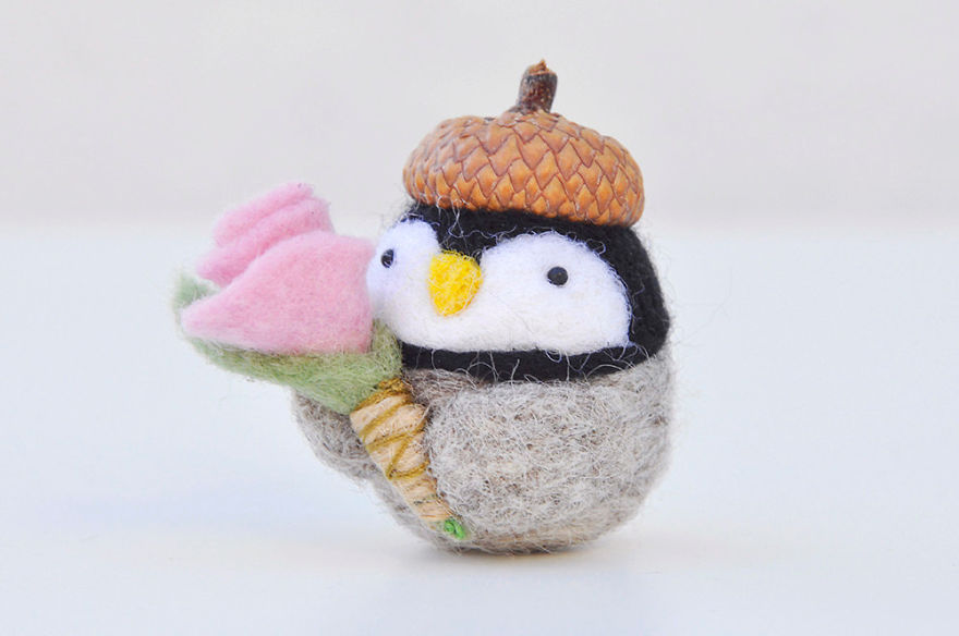 I Made Tiny Berets For My Needle Felted Animal Ornaments