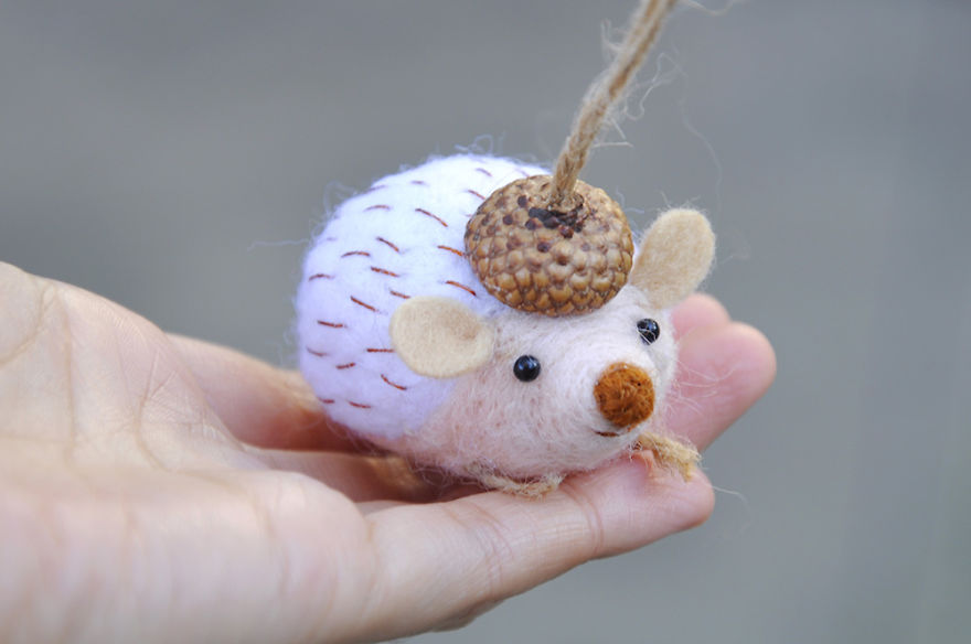 I Made Tiny Berets For My Needle Felted Animal Ornaments