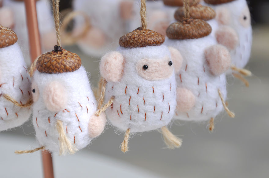 I Made Tiny Berets For My Needle Felted Animal Ornaments