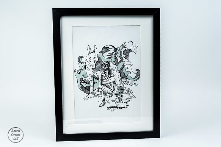 Misuto Princess Mononoke Pen And Watercolour