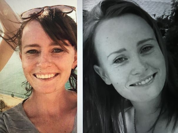 Before-and-after photos of a woman showing the positive effects of stopping drinking.