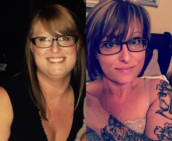 Side-by-side before and after photos showing changes after you stop drinking, highlighting improved health and appearance.