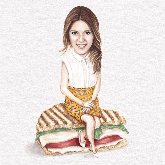 Anna Kendrick On A Tomato, Basil, And Mozzarella Panini