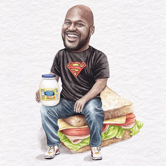 Shaquille O'Neal On A Turkey, Cheese, Lettuce, Tomato, And Mayo