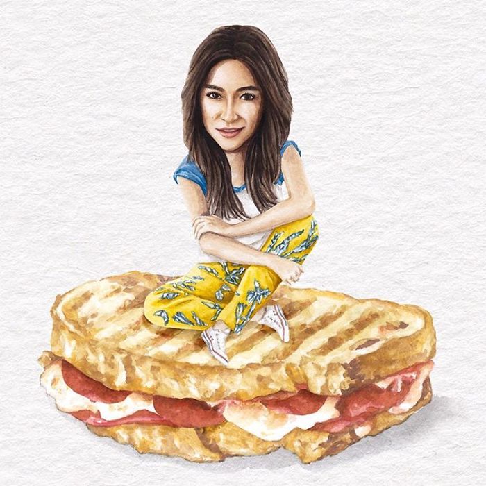 Shay Mitchell On A Pepperoni Pizza Panini