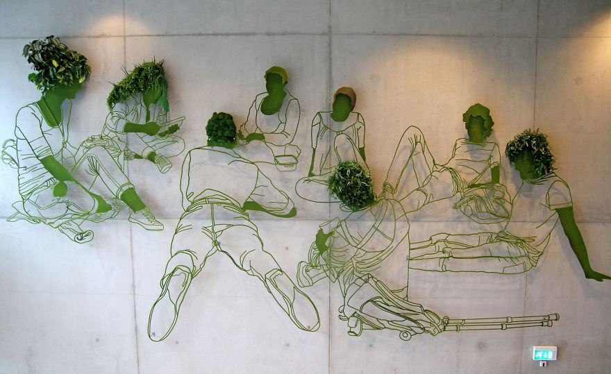 Grow - An Indoor Drawing In Steel From Live Plants And Steel Grow - An Indoor Drawing In Steel From Live Plants And Steel