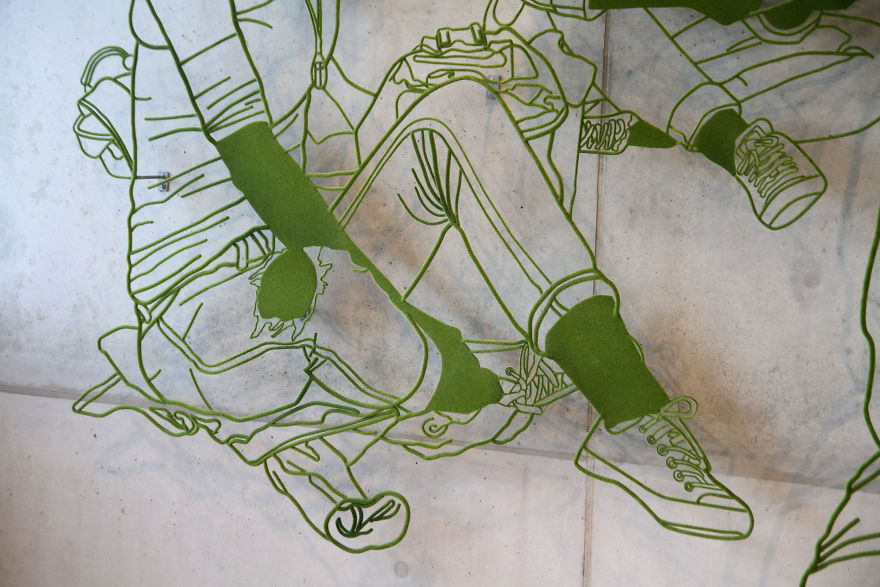 Grow - An Indoor Drawing In Steel From Live Plants And Steel Grow - An Indoor Drawing In Steel From Live Plants And Steel