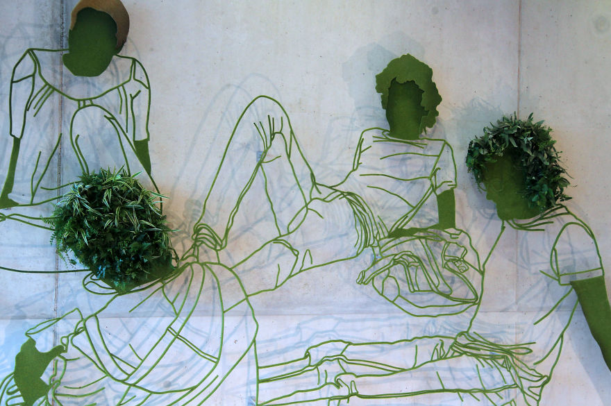 Grow - An Indoor Drawing In Steel From Live Plants And Steel Grow - An Indoor Drawing In Steel From Live Plants And Steel