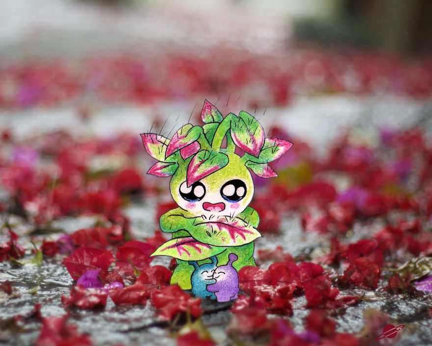 Boyfriend's Lunch-Bag Creature Drawings Brought Into The Real World In Girlfriend's Photos Boyfriend's Lunch-Bag Creature Drawings Brought Into The Real World In Girlfriend's Photos