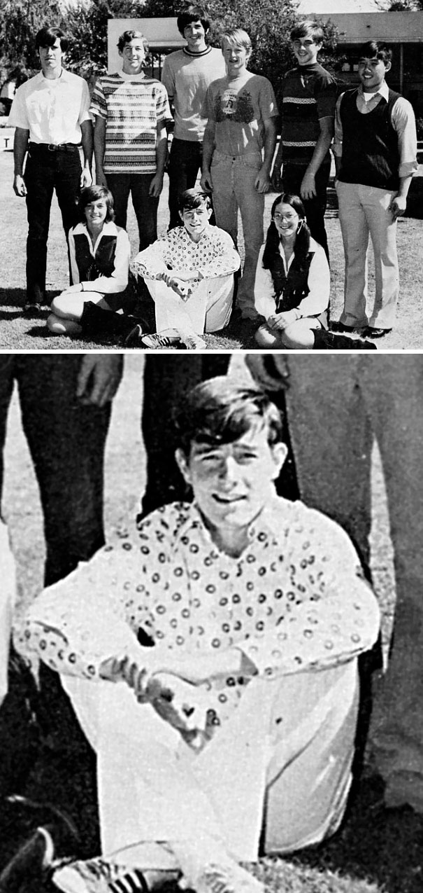 17-Year-Old Bryan Cranston With His Chemistry Club Partners Posing For A High-School Yearbook Photo, 1973