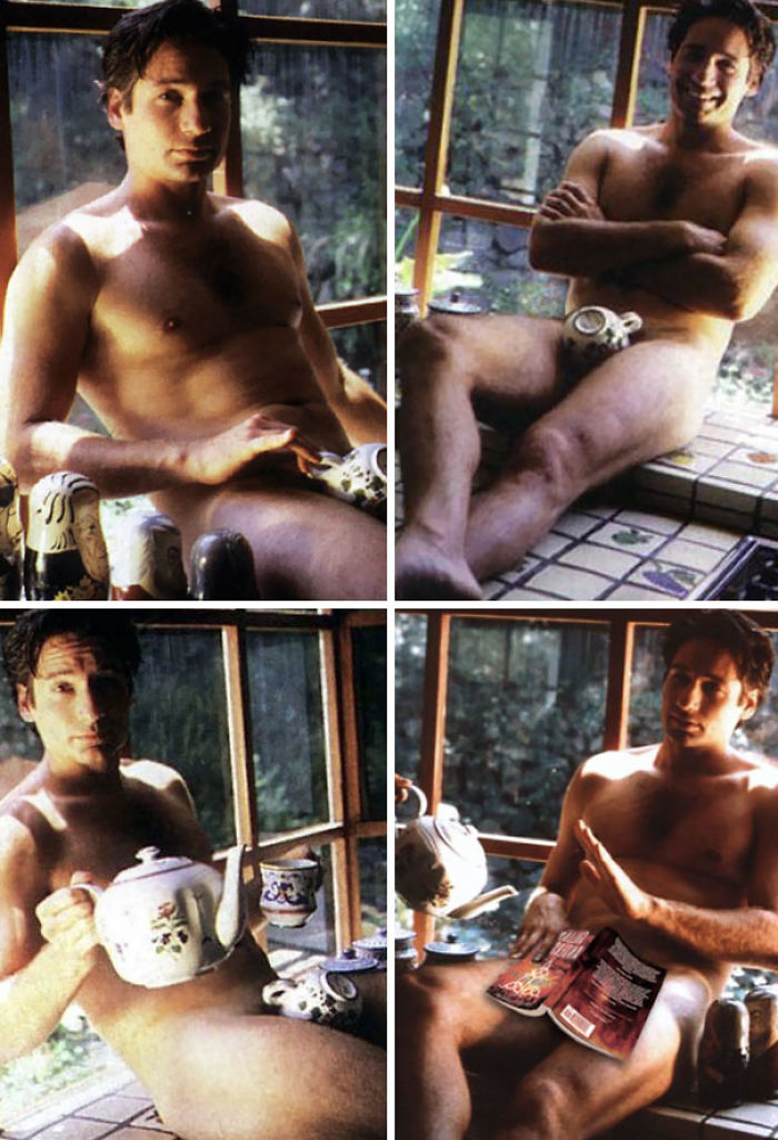 David Duchovny During His Vintage And Nude Tea Time Photo Shoot.
