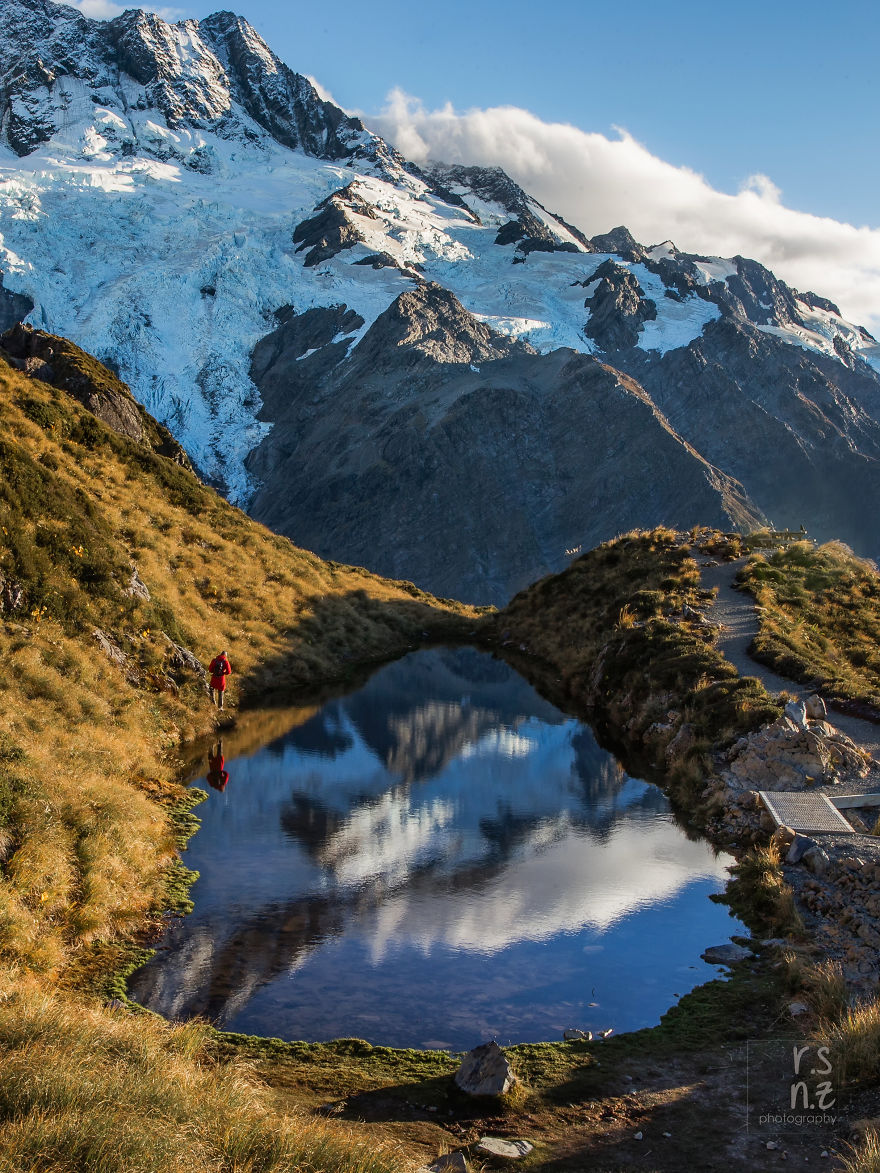 Mount Sefton Reflecting In The Sealy Tarns, Mount Cook National Park